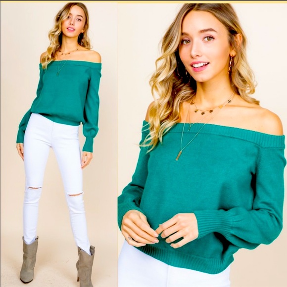 COPY - Off💚Shoulder soft green sweater4fave date … - Picture 1 of 3